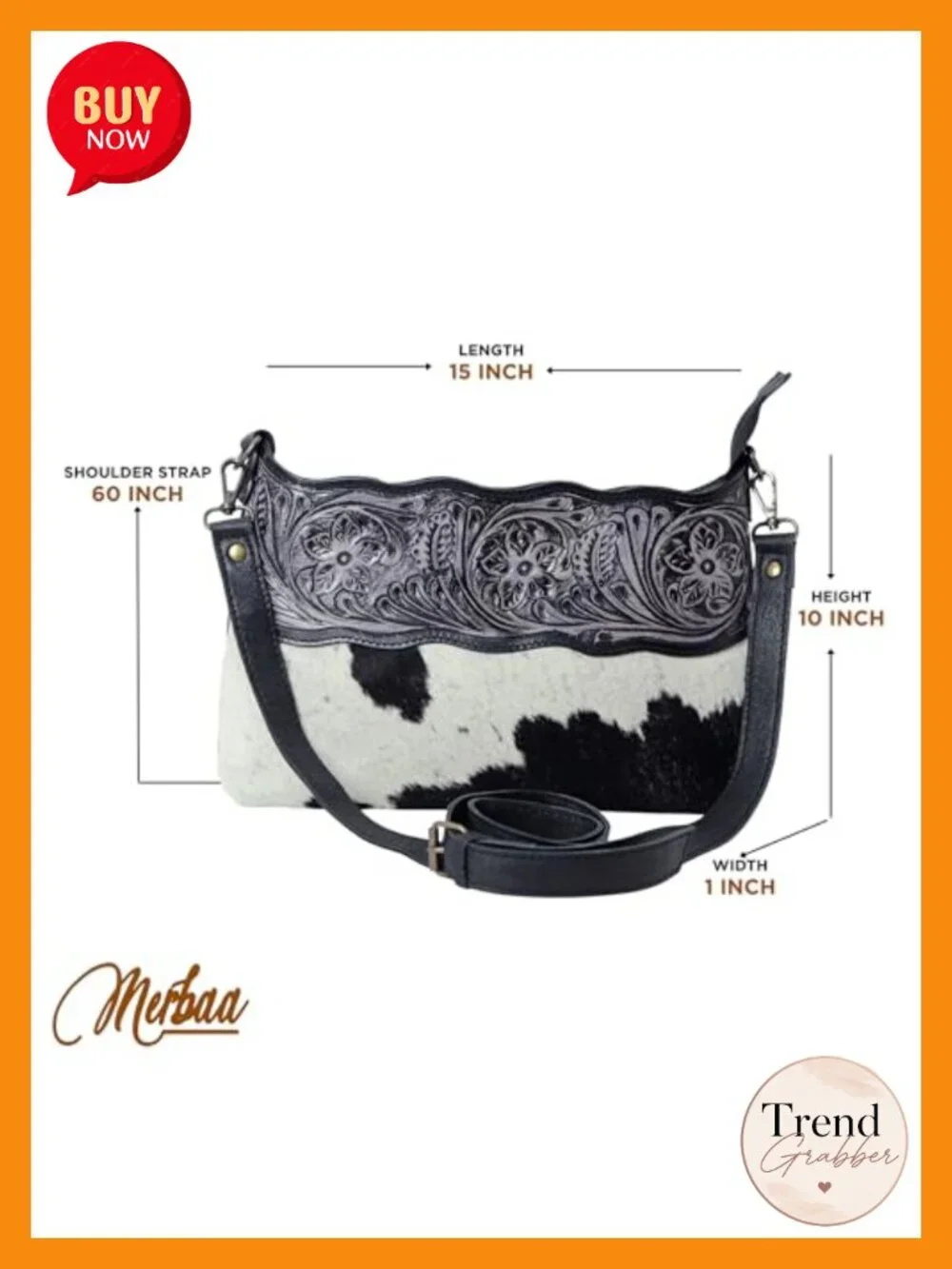 Women's Cowhide Leather Crossbody Sling Bag with Adjustable Strap